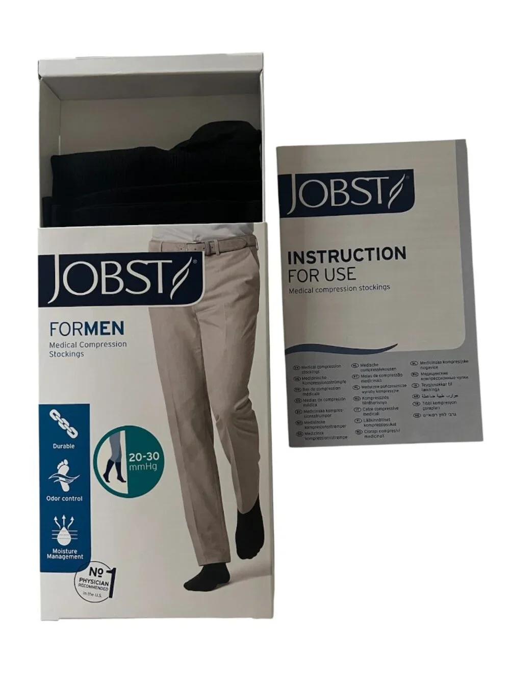 Jobst Mens Formen Knee High Compression Stockings 20-30mmHg Large Black New